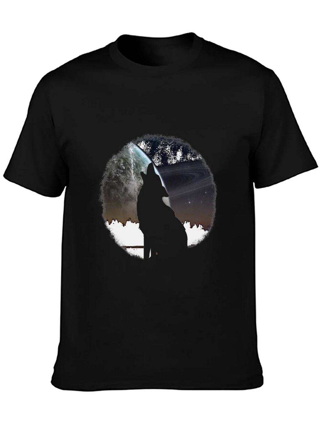 Wolf Howling at Planet Graphic T-Shirt product image 6