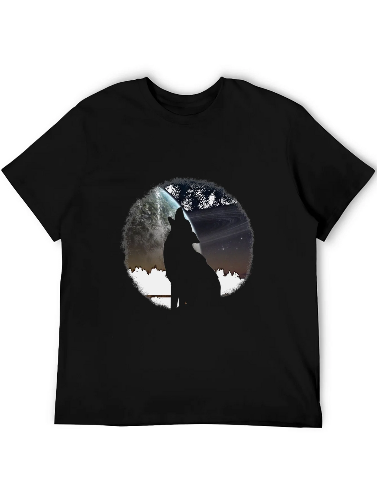Wolf Howling at Planet Graphic T-Shirt product image 8