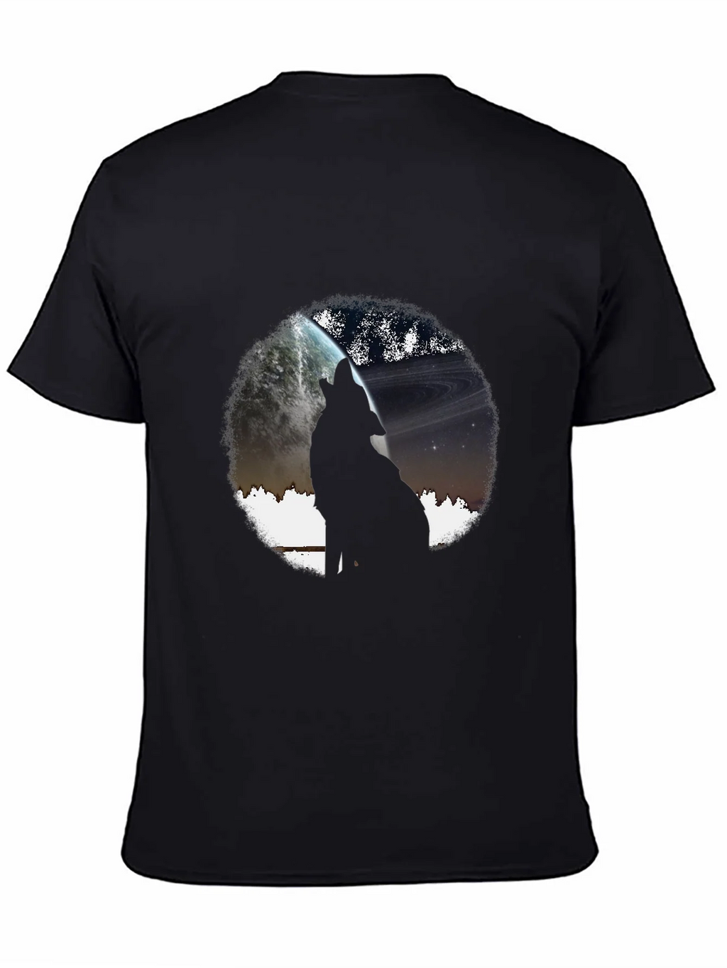 Wolf Howling at Planet Graphic T-Shirt product image 7