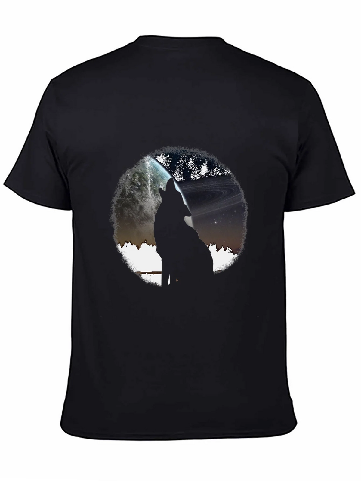 Wolf Howling at Planet Graphic T-Shirt product image 7