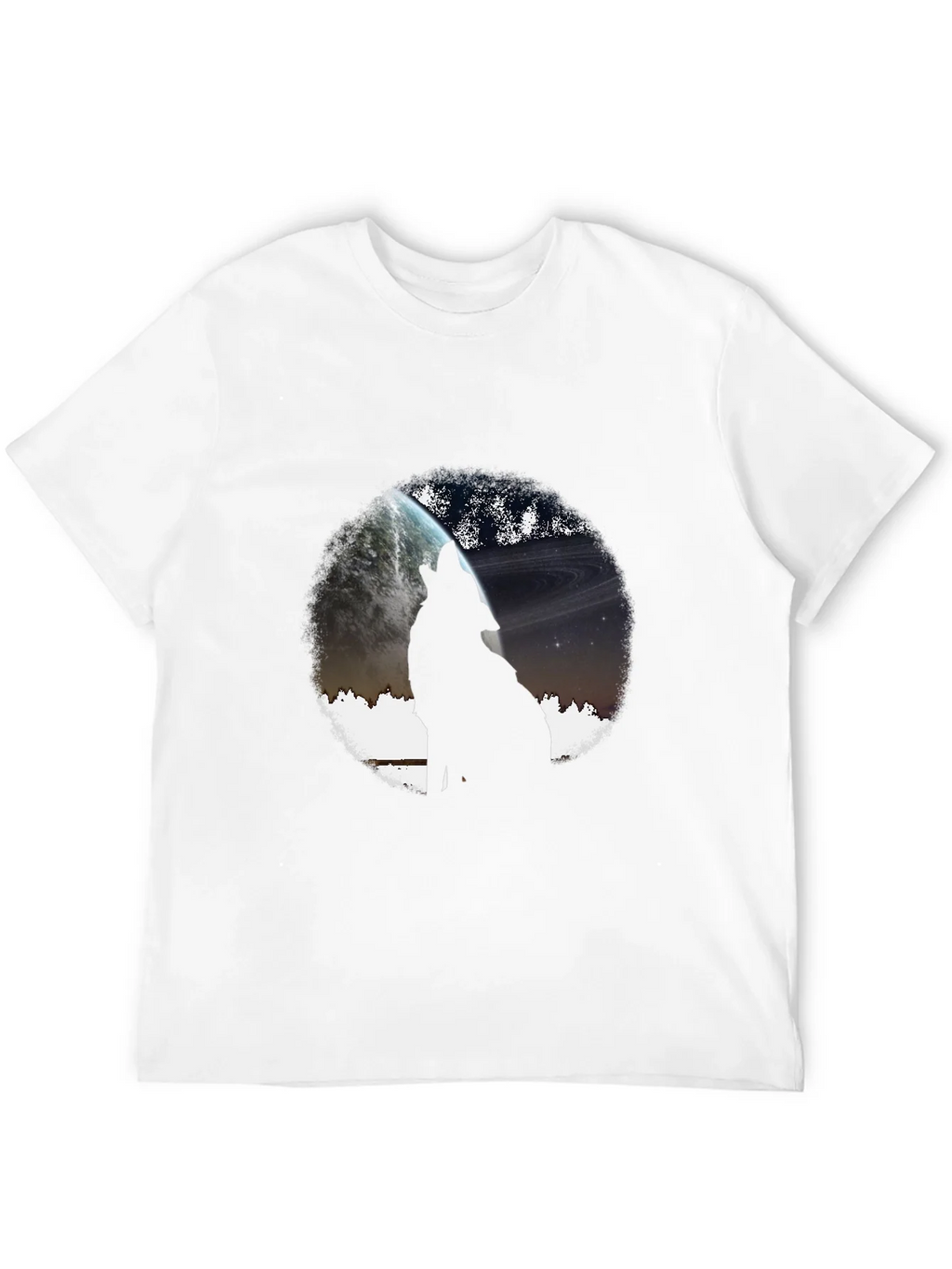 Wolf Howling at Planet Graphic T-Shirt product image 3