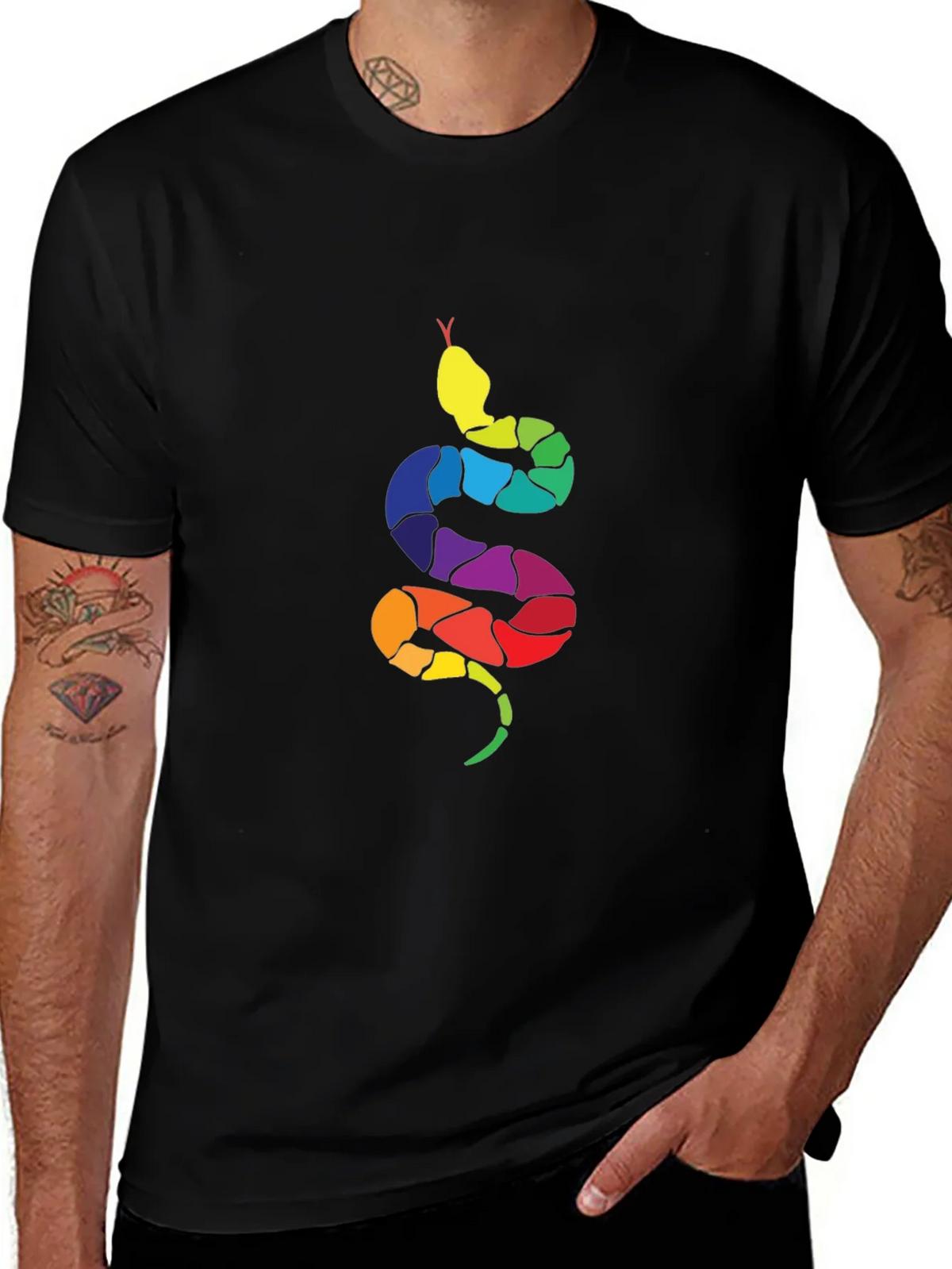 Rainbow Snake Graphic Tee - Mens Black T-Shirt product image 1