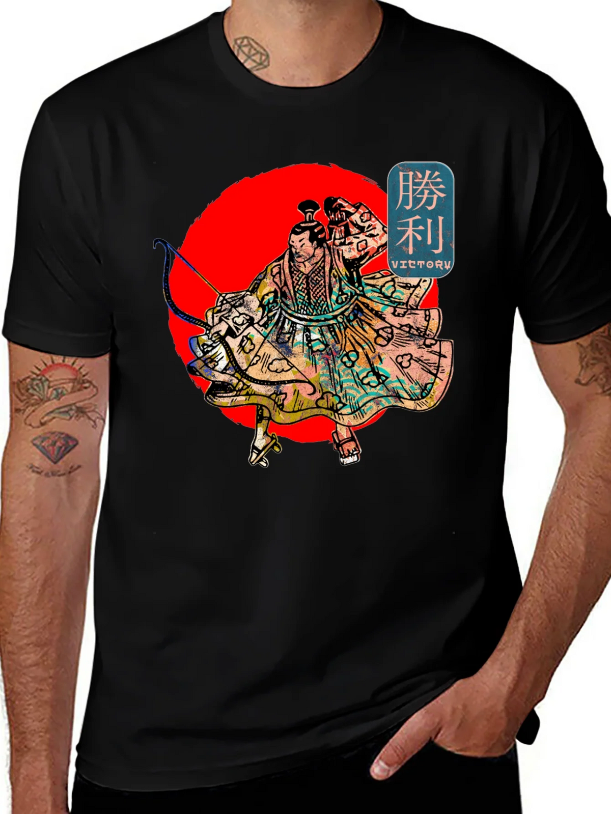 Victory Warrior Graphic T-Shirt - Black Cotton Tee product image 1