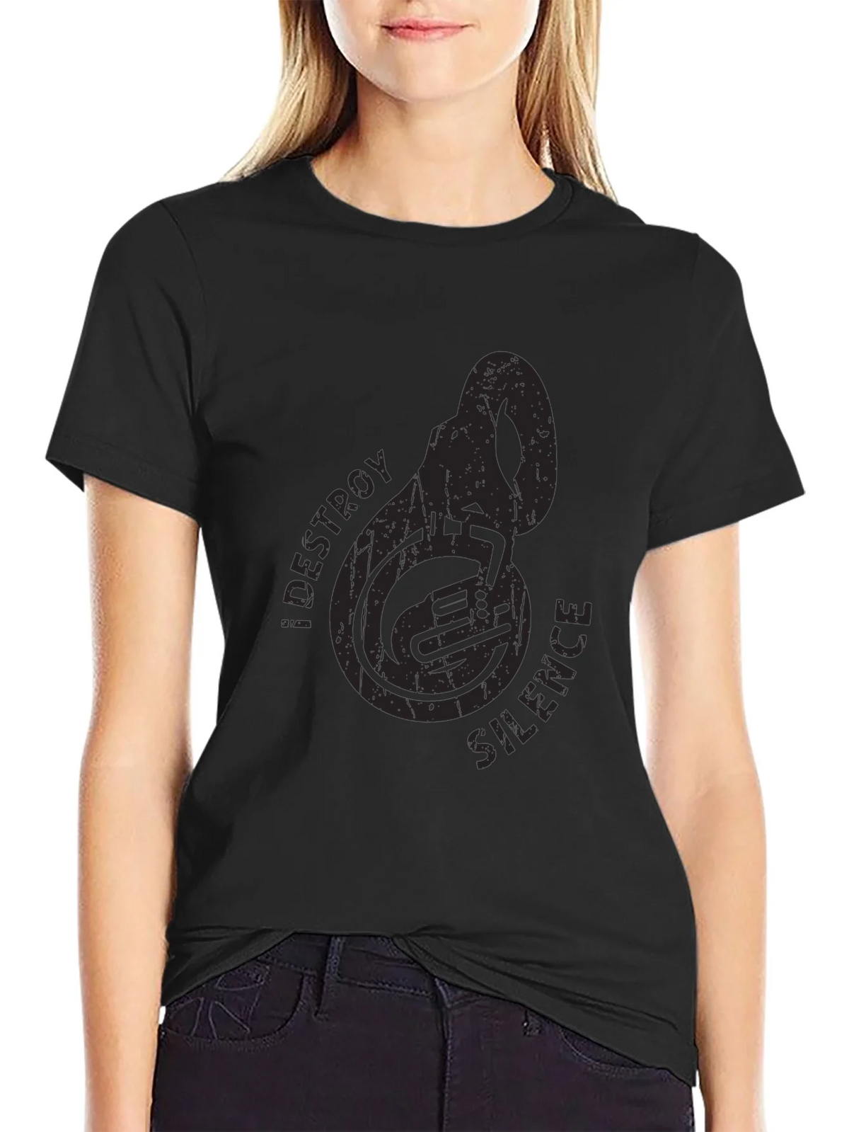 Destroy Silence Tuba Black T-Shirt product image 5