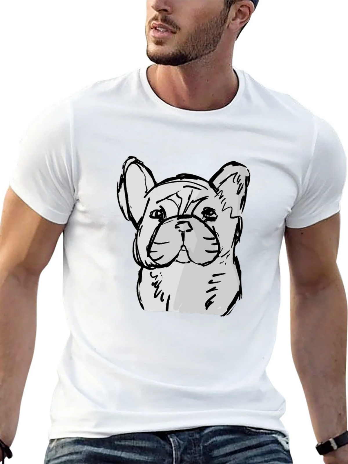 French Bulldog Sketch Graphic Black T-Shirt product image 4