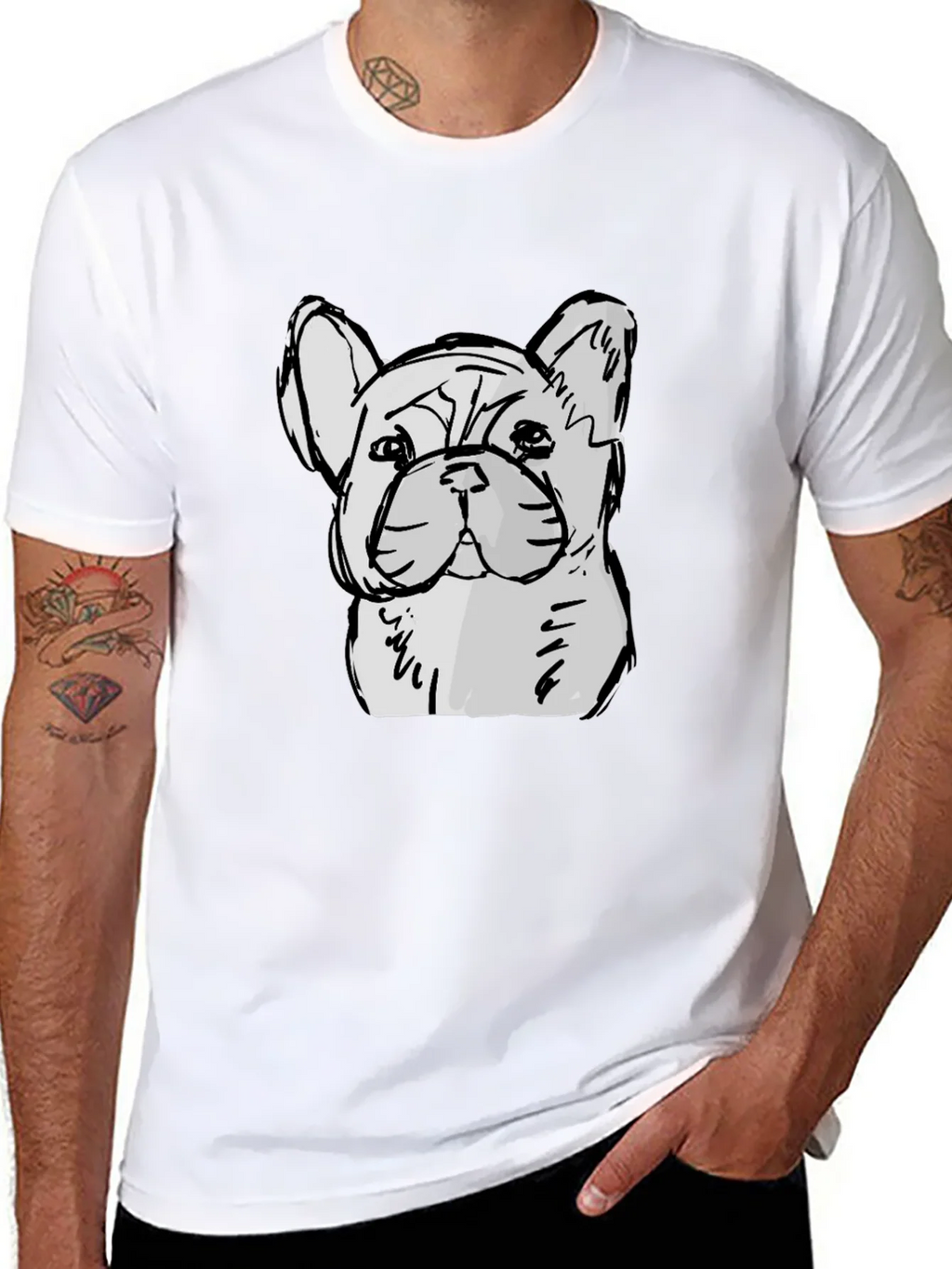 French Bulldog Sketch Graphic Black T-Shirt product image 10