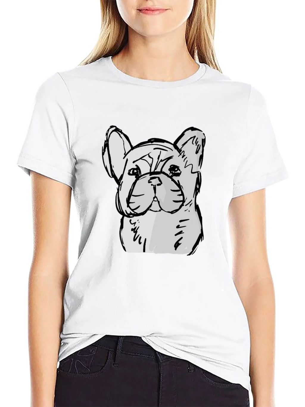 French Bulldog Sketch Graphic Black T-Shirt product image 11