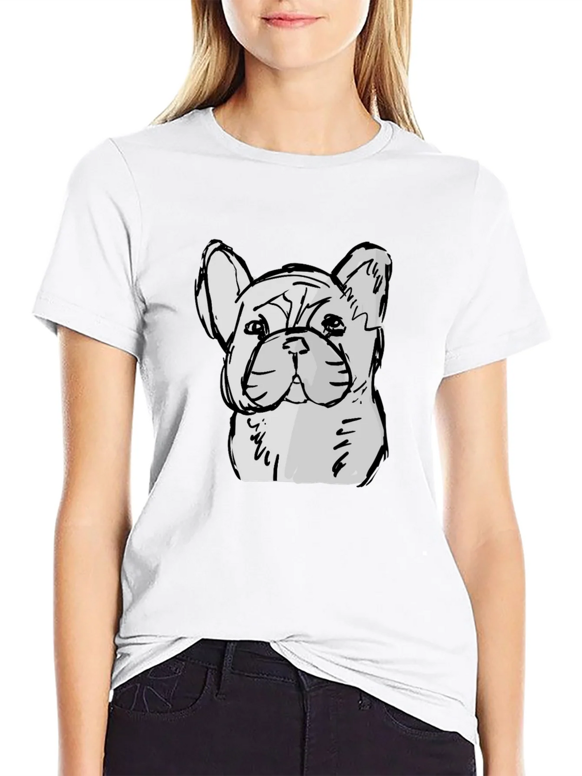 French Bulldog Sketch Graphic Black T-Shirt product image 11