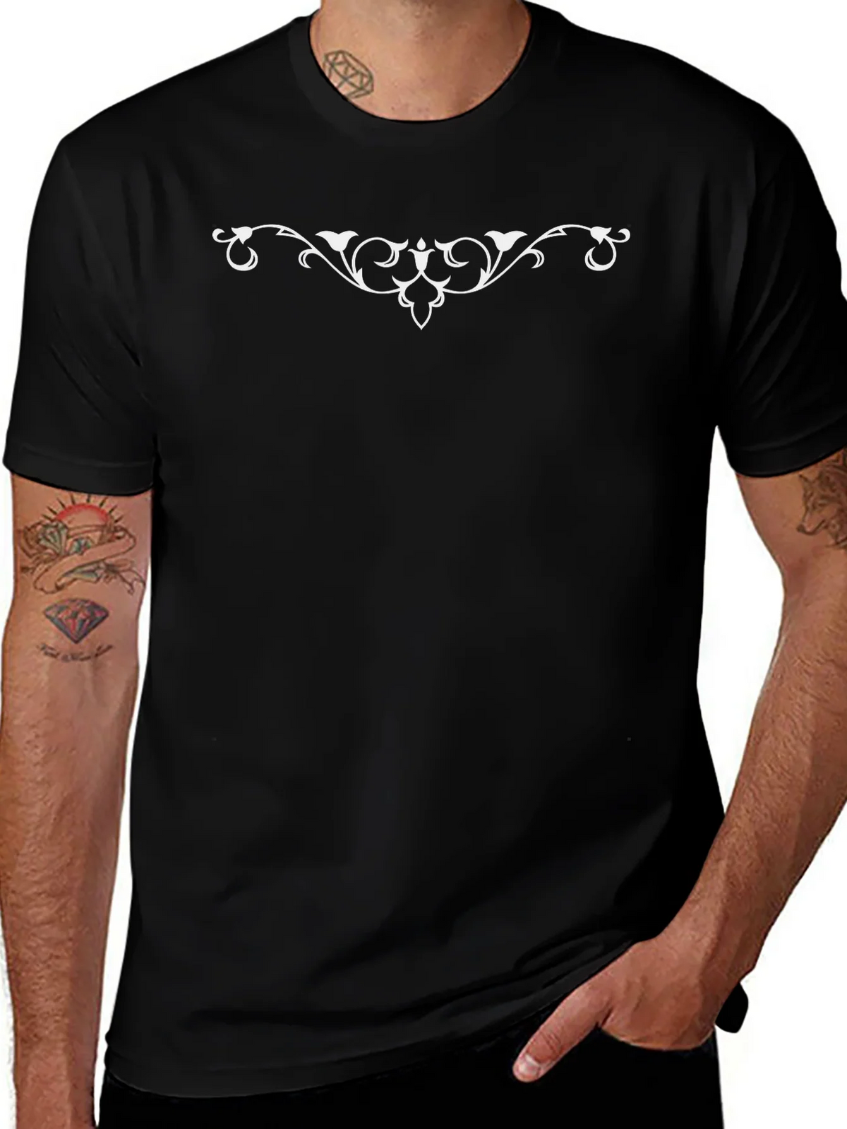 Elegant Scrollwork Black T-Shirt product image 1