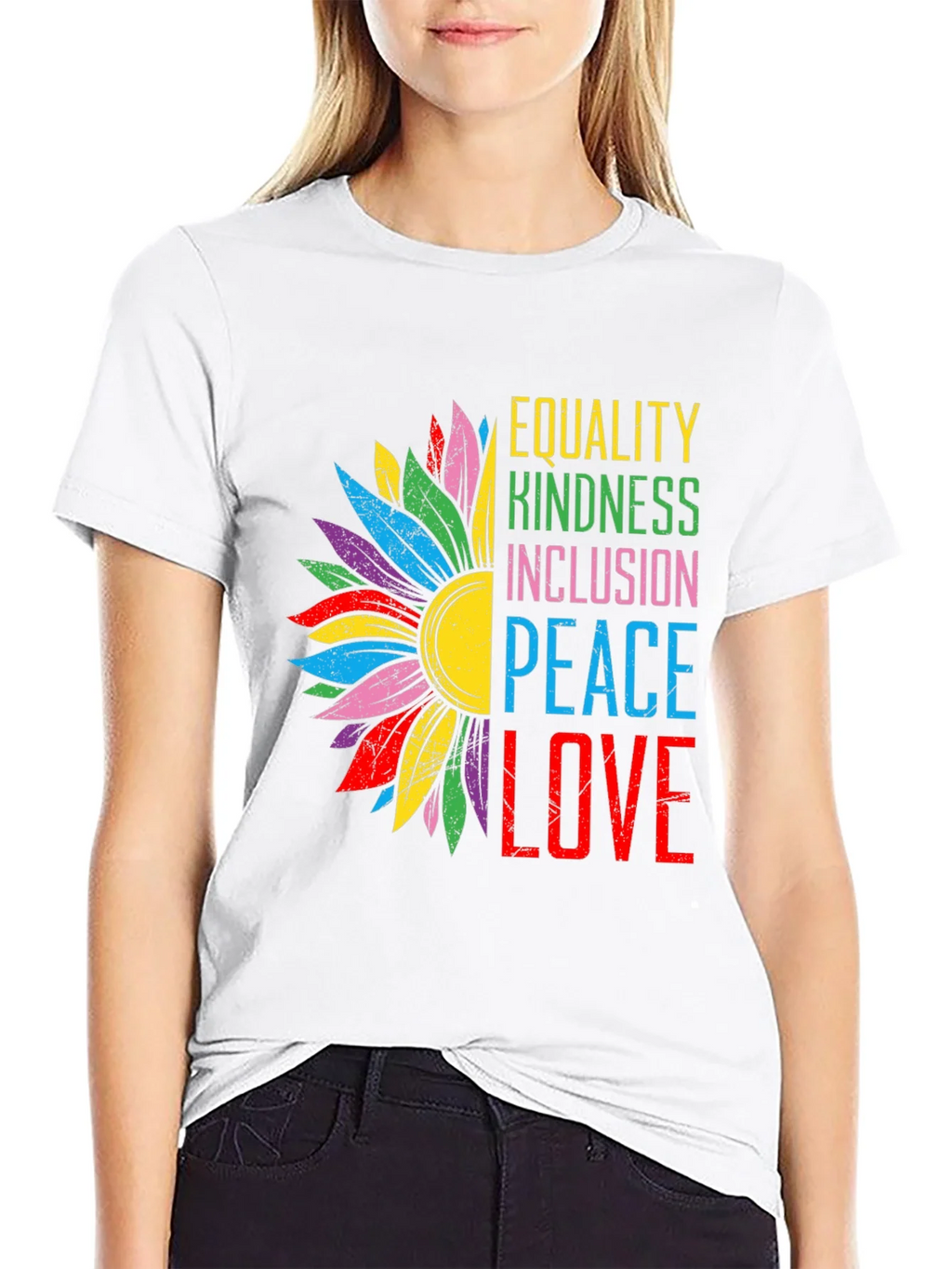 Equality Kindness Peace Love Graphic Tee product image 11