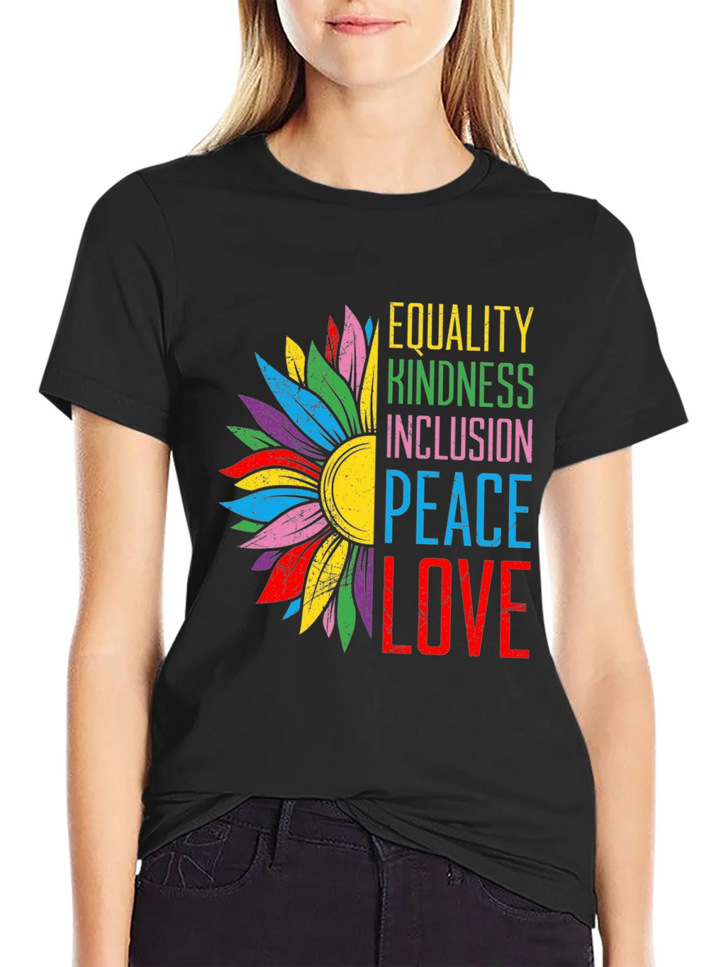 Equality Kindness Peace Love Graphic Tee product image 5