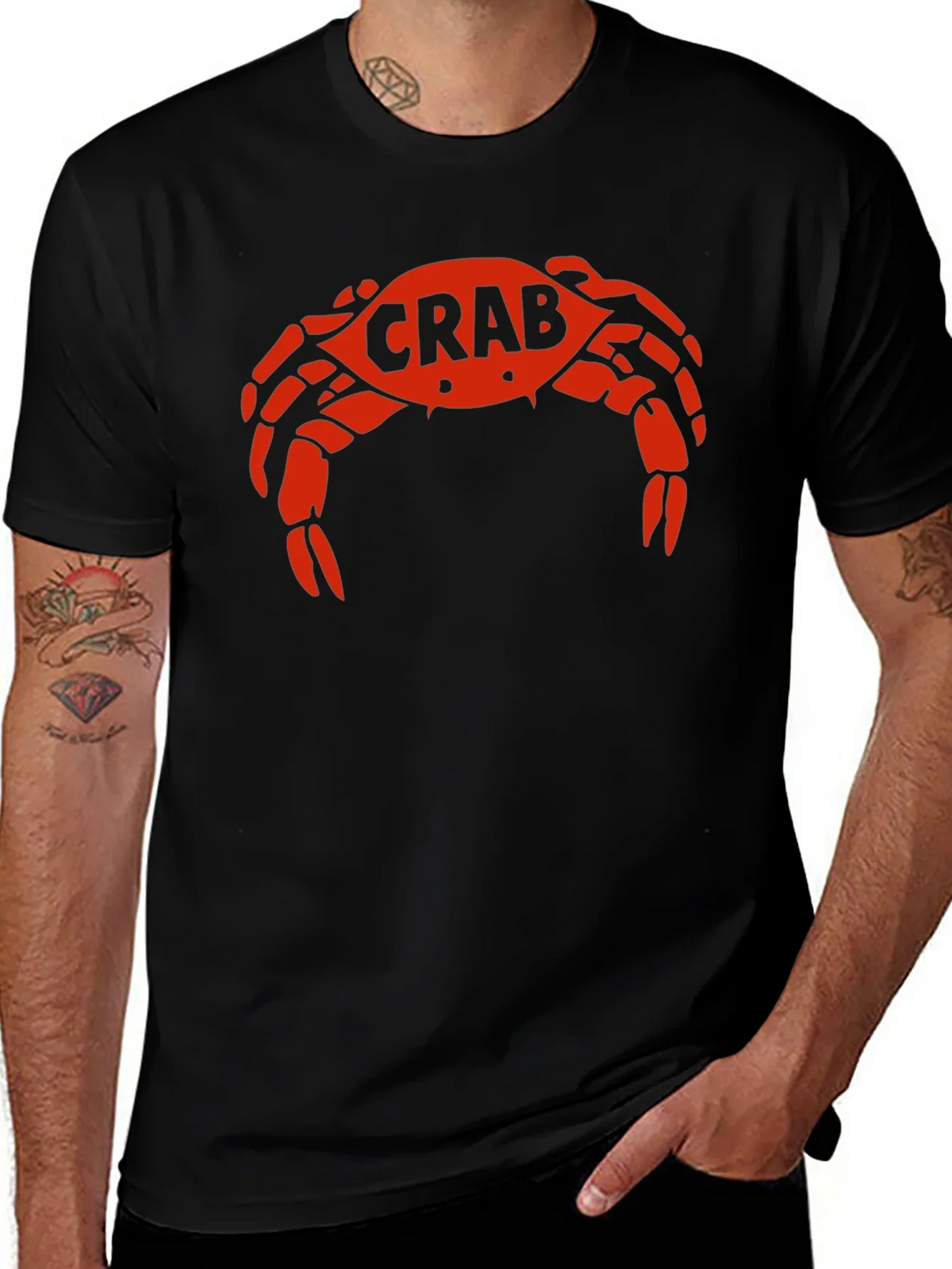 Crab Graphic Tee - Bold Red Design on Black product image 1