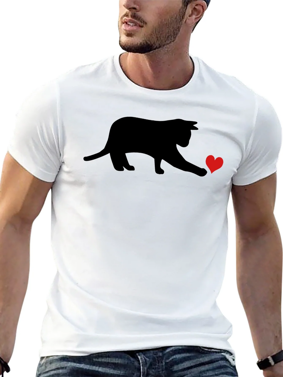 Black Cat Heart T-Shirt - Playful Graphic Tee product image 4