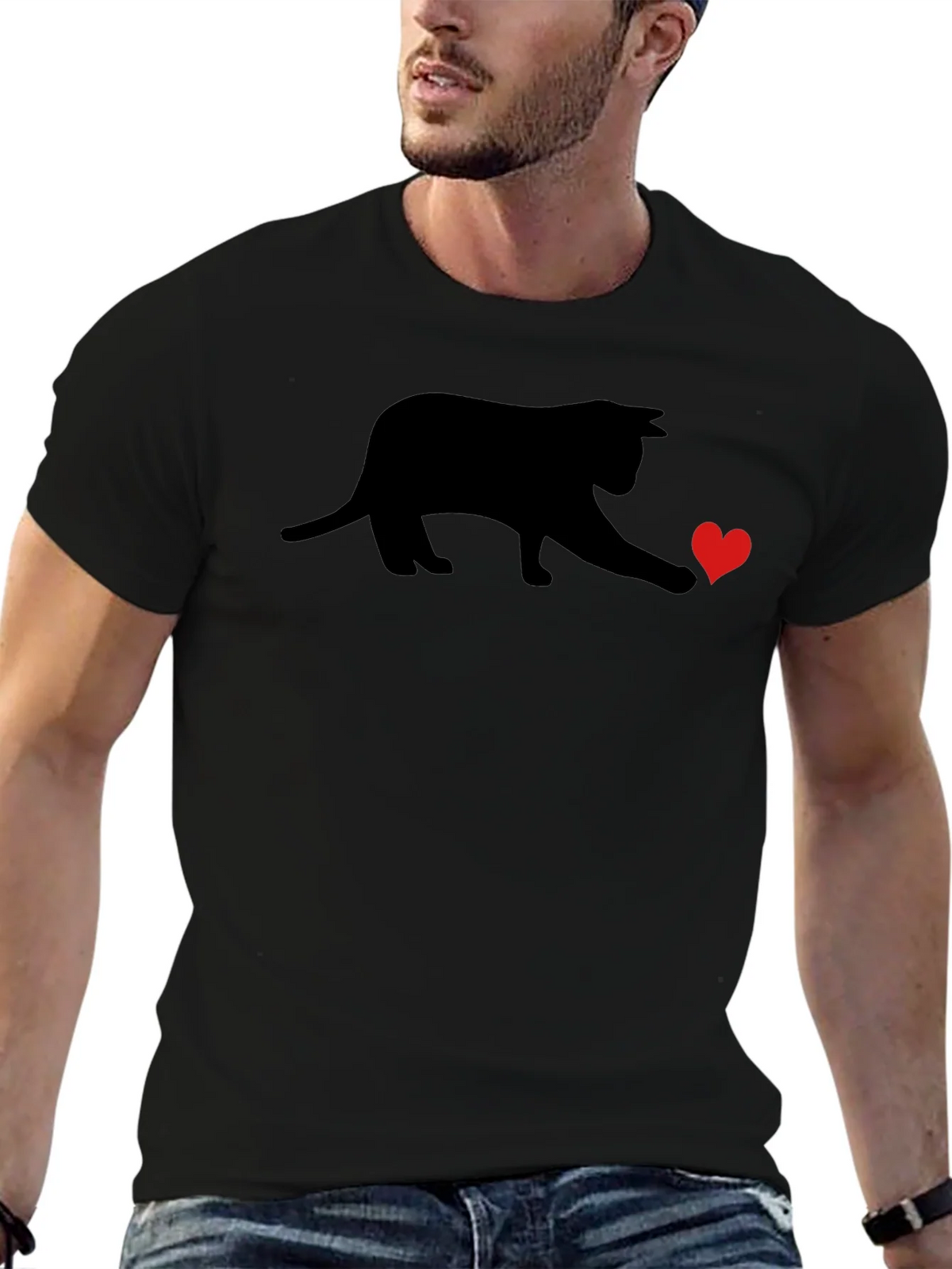 Black Cat Heart T-Shirt - Playful Graphic Tee product image 9