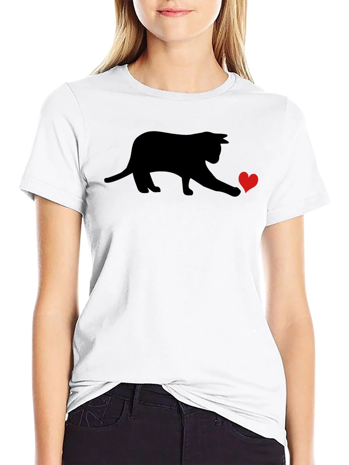 Black Cat Heart T-Shirt - Playful Graphic Tee product image 11