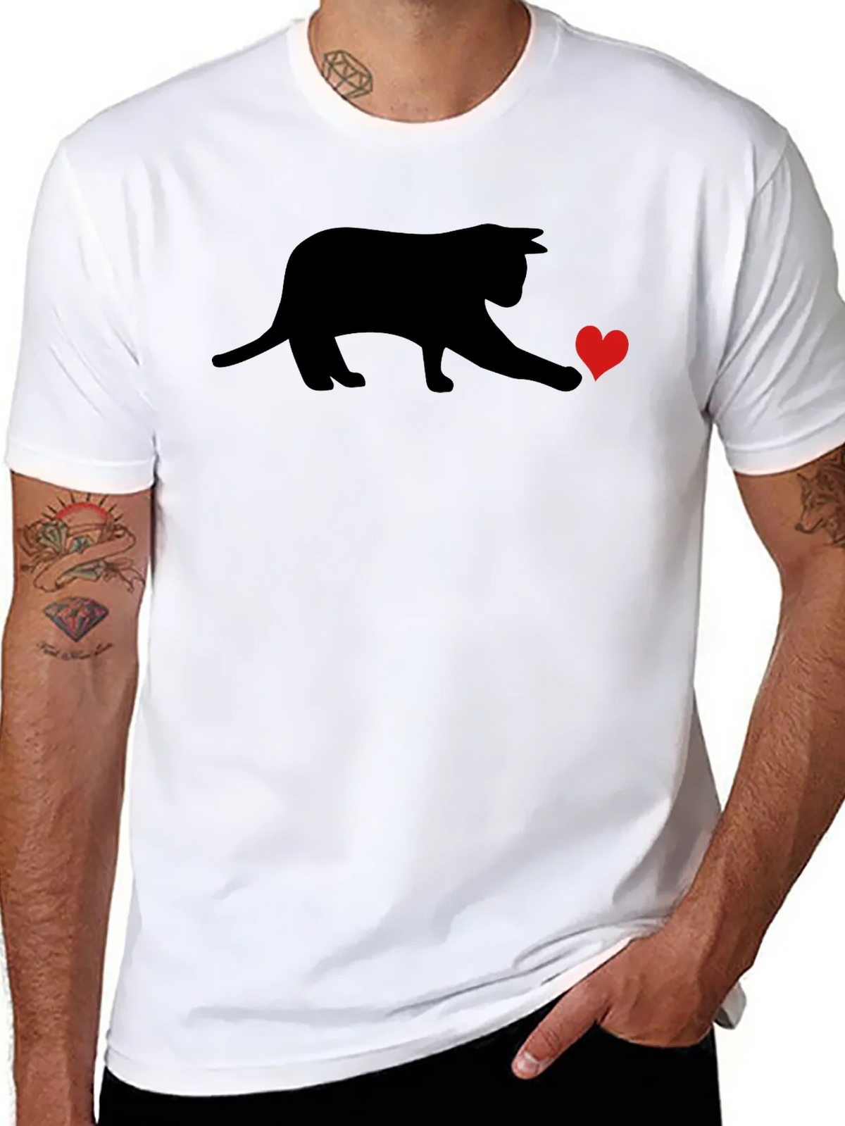 Black Cat Heart T-Shirt - Playful Graphic Tee product image 10