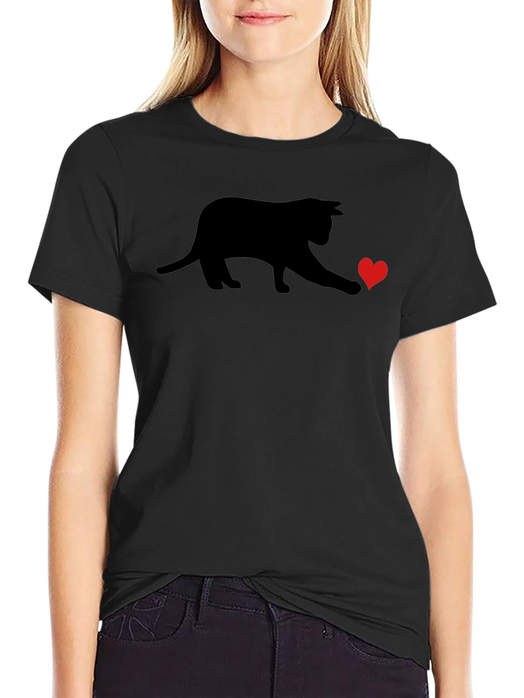 Black Cat Heart T-Shirt - Playful Graphic Tee product image 5