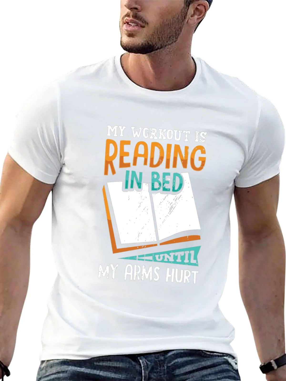 Reading in Bed Workout T-Shirt - Funny Book Lover Tee product image 4