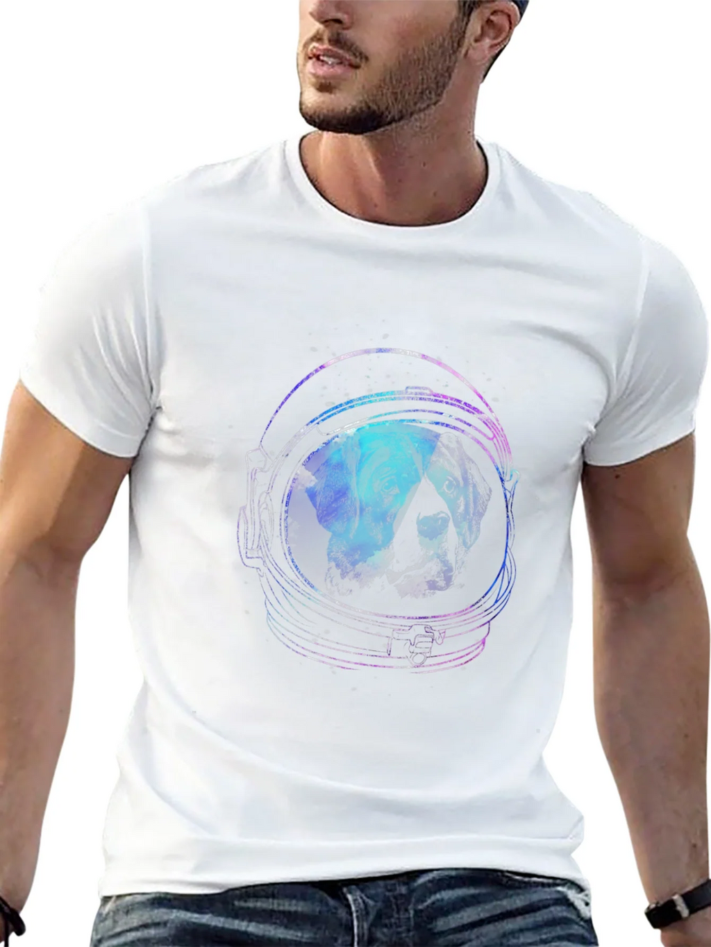 Astronaut Dog Graphic Tee - Black Cotton T-Shirt product image 4