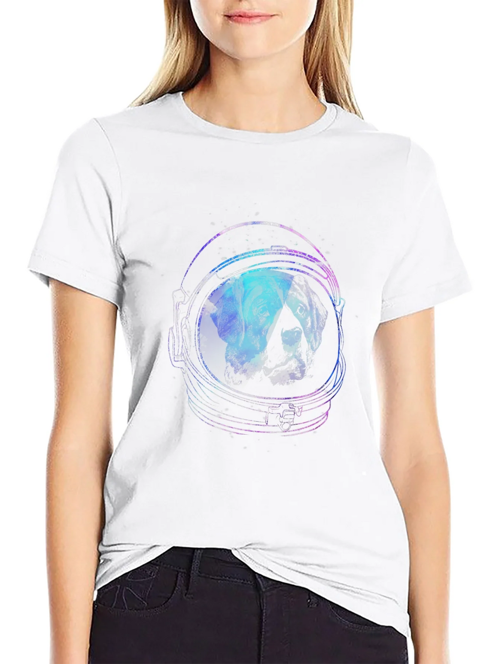 Astronaut Dog Graphic Tee - Black Cotton T-Shirt product image 11