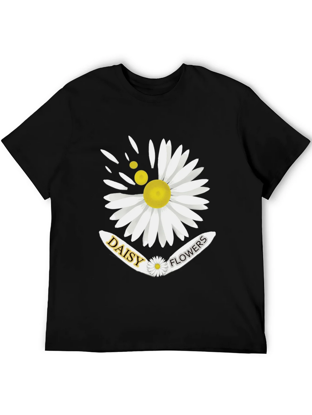 Daisy Flowers Graphic Print Mens Black T-Shirt product image 8