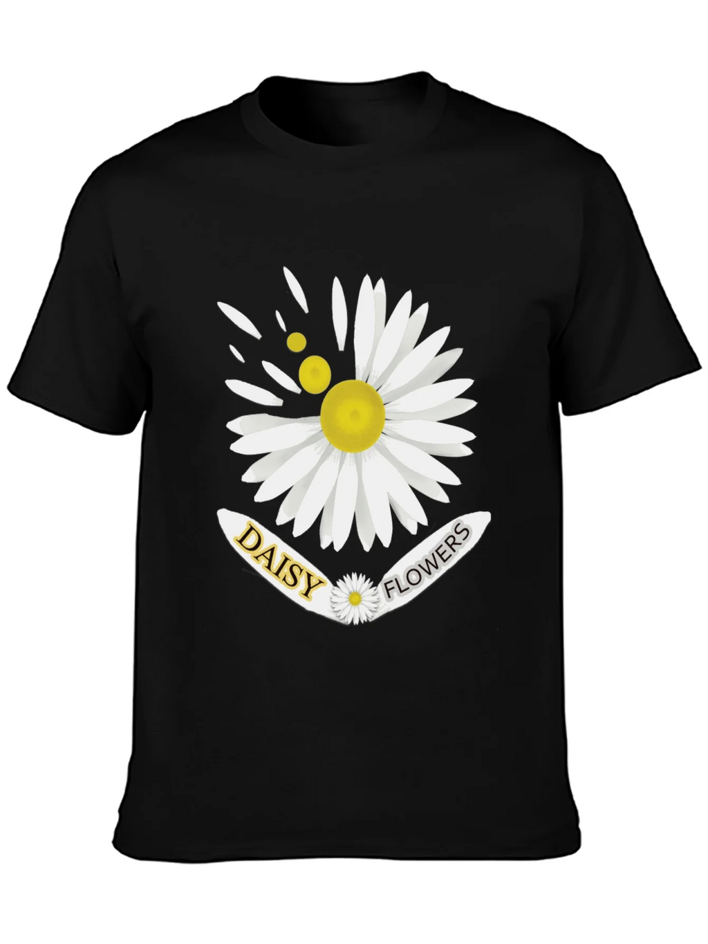 Daisy Flowers Graphic Print Mens Black T-Shirt product image 6