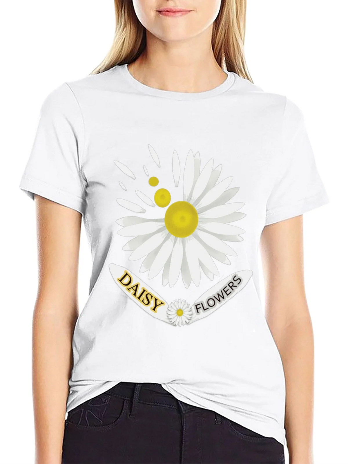 Daisy Flowers Graphic Print Mens Black T-Shirt product image 11