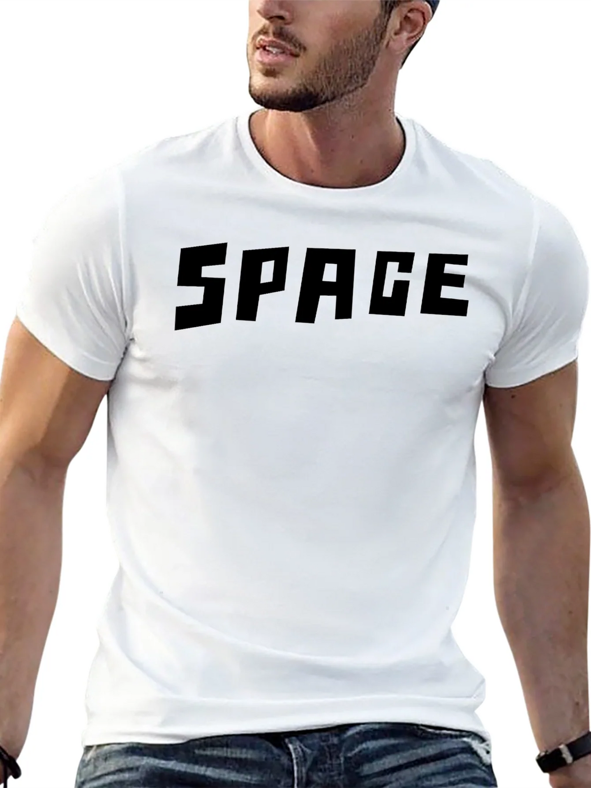 Mens Black SPACE Graphic Crewneck T-Shirt product image 4