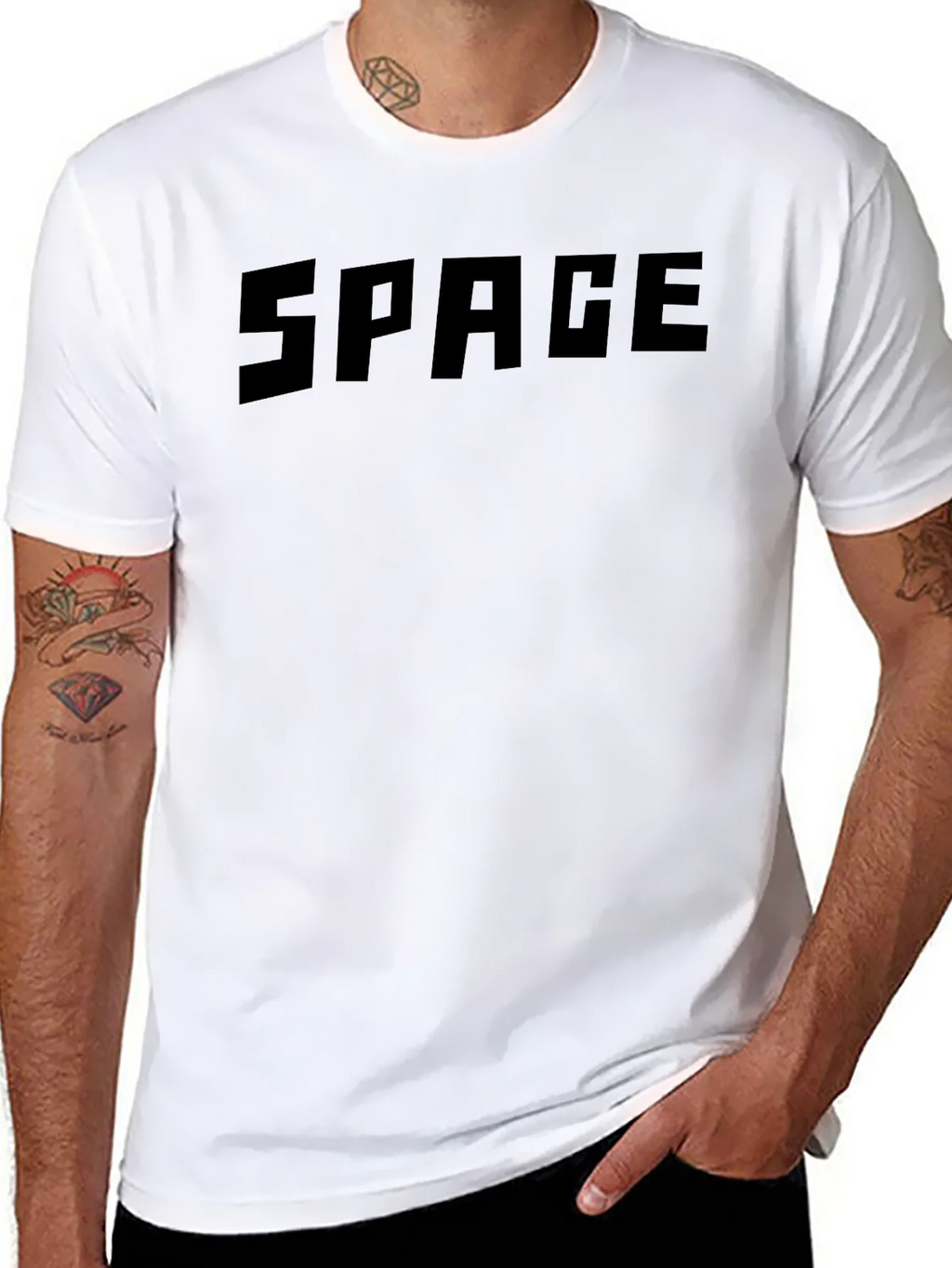 Mens Black SPACE Graphic Crewneck T-Shirt product image 10