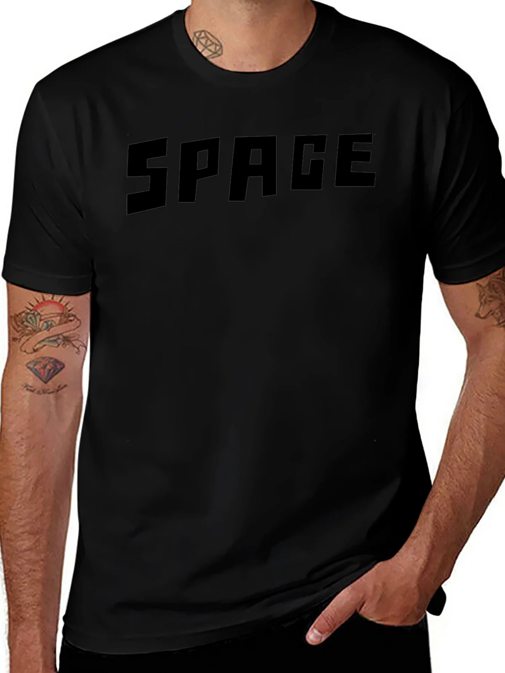 Mens Black SPACE Graphic Crewneck T-Shirt product image 1