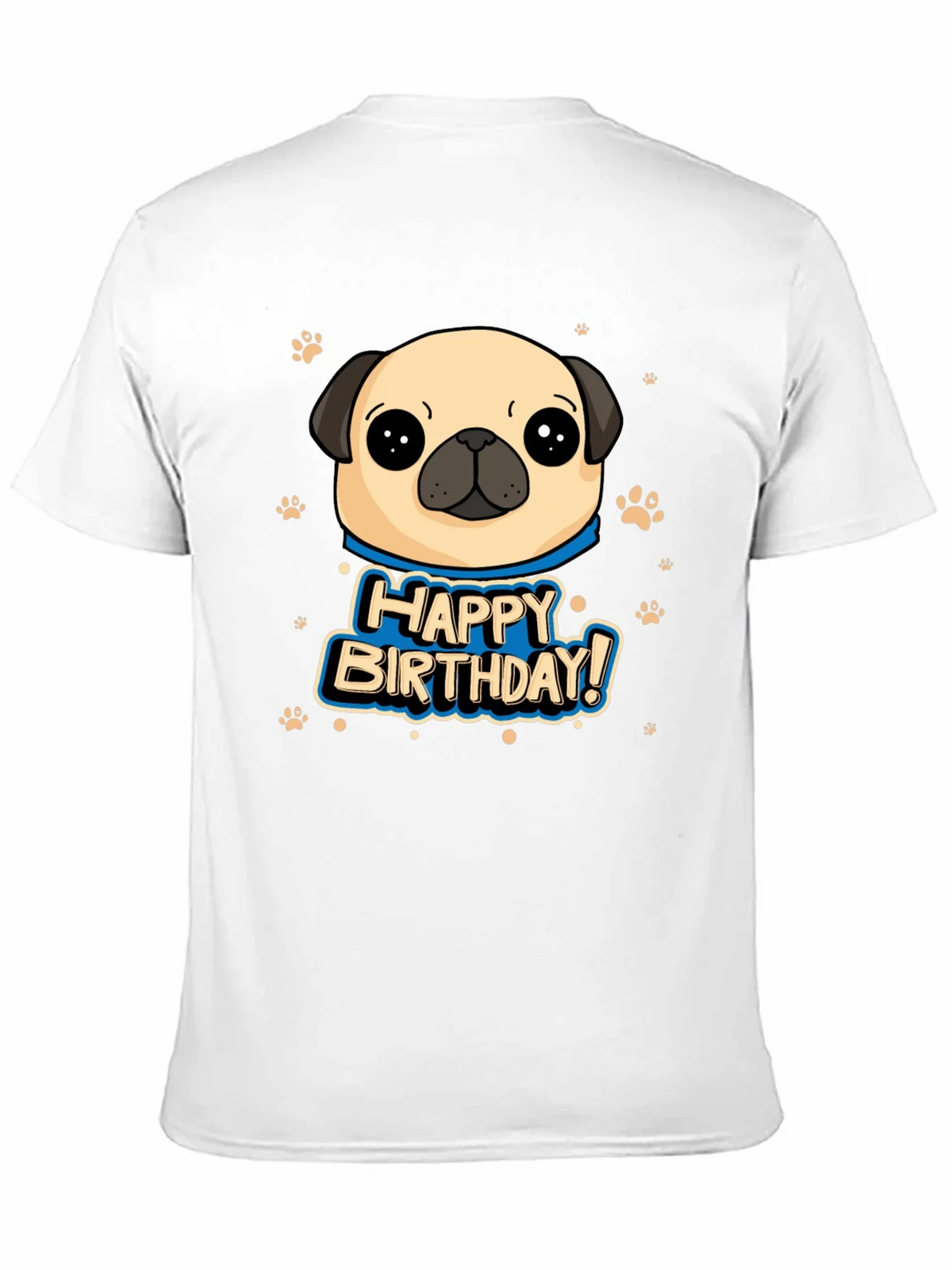Pug Happy Birthday Black T-Shirt product image 2