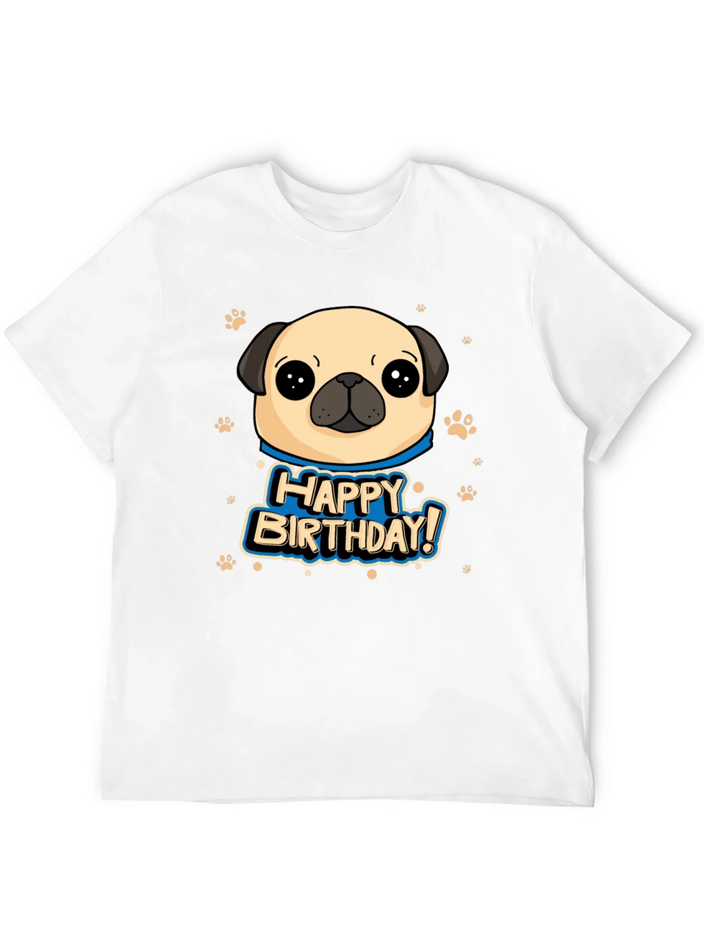 Pug Happy Birthday Black T-Shirt product image 3