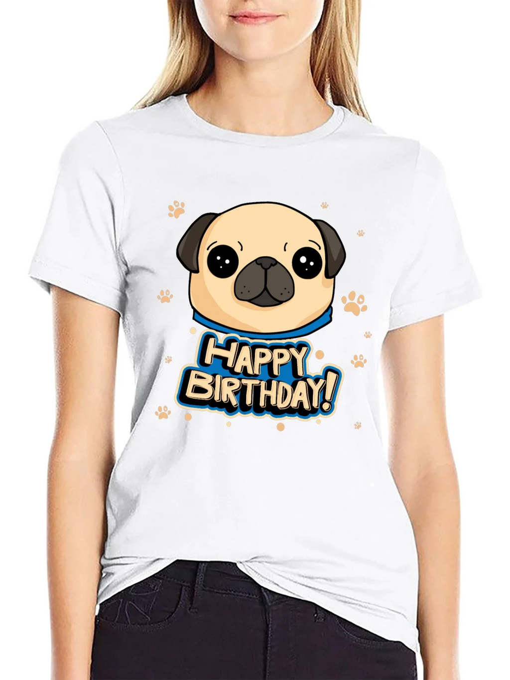 Pug Happy Birthday Black T-Shirt product image 11