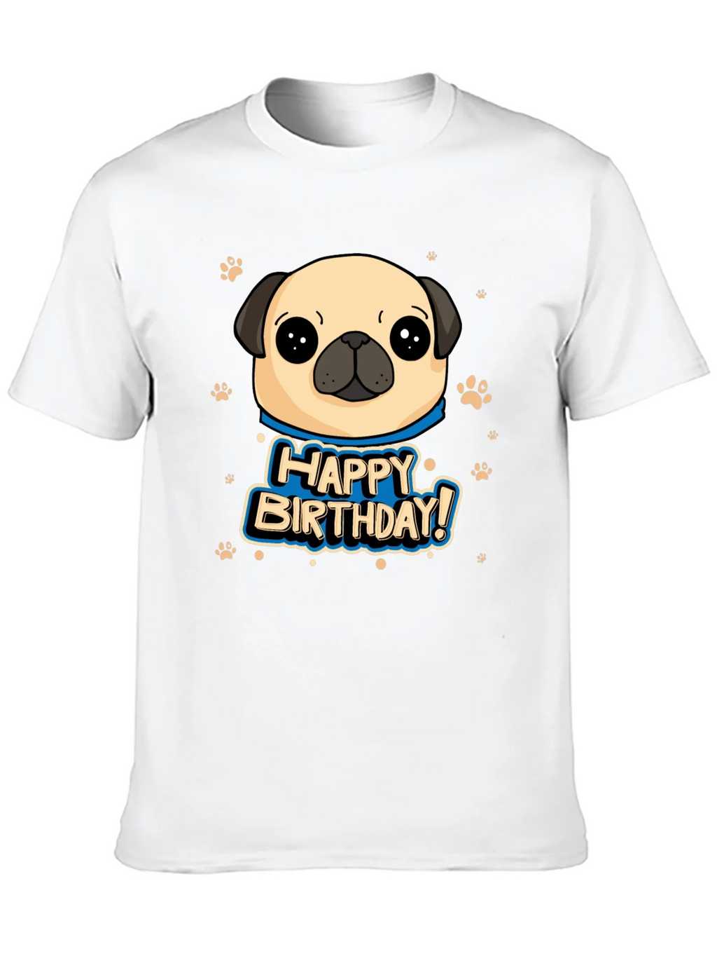 Pug Happy Birthday Black T-Shirt product image 12