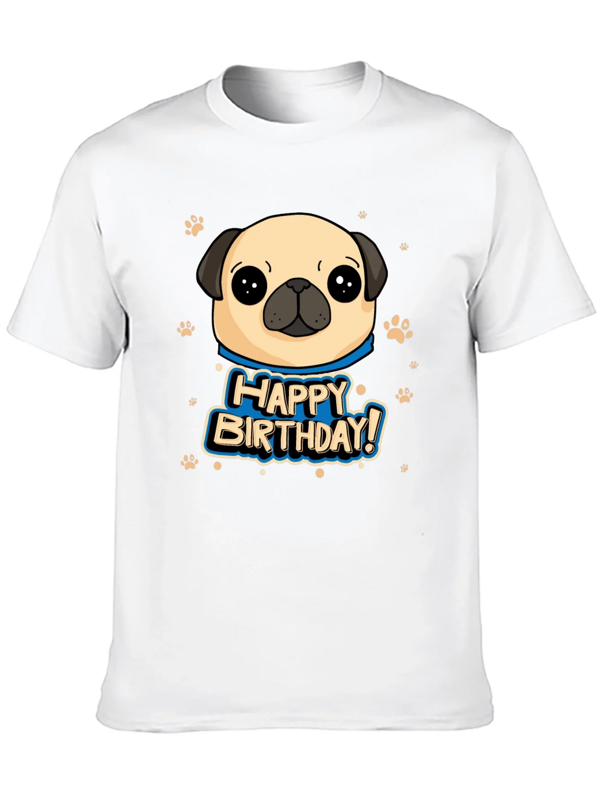 Pug Happy Birthday Black T-Shirt product image 12