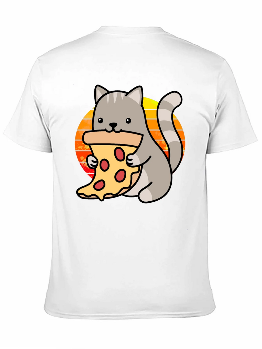 Cat Pizza Black T-Shirt - Cute Cartoon Graphic Tee product image 2