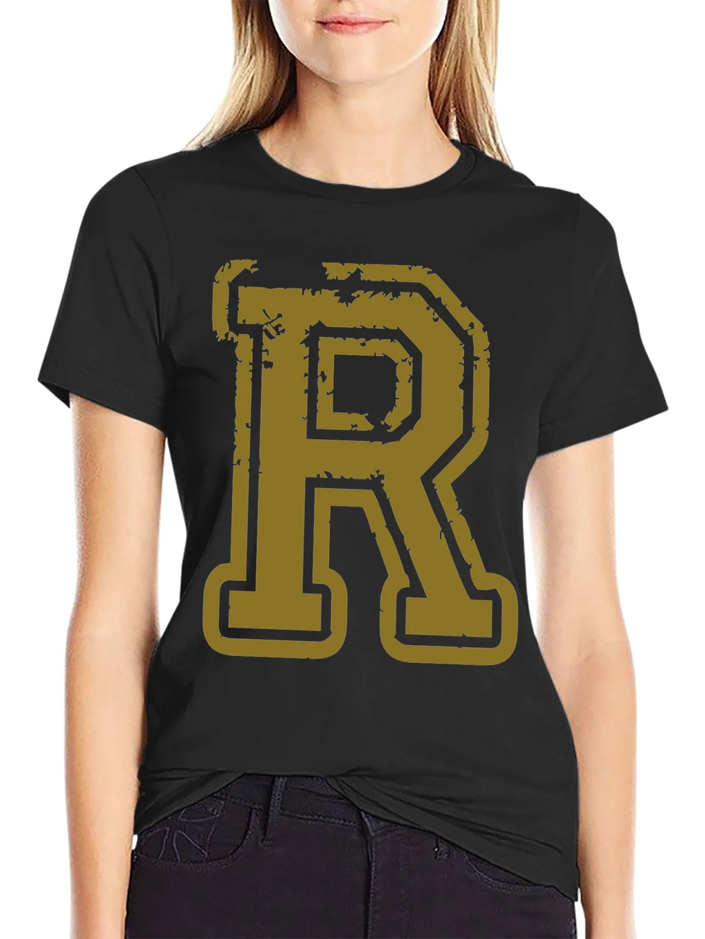 Letter R Graphic Print Black T-Shirt product image 5