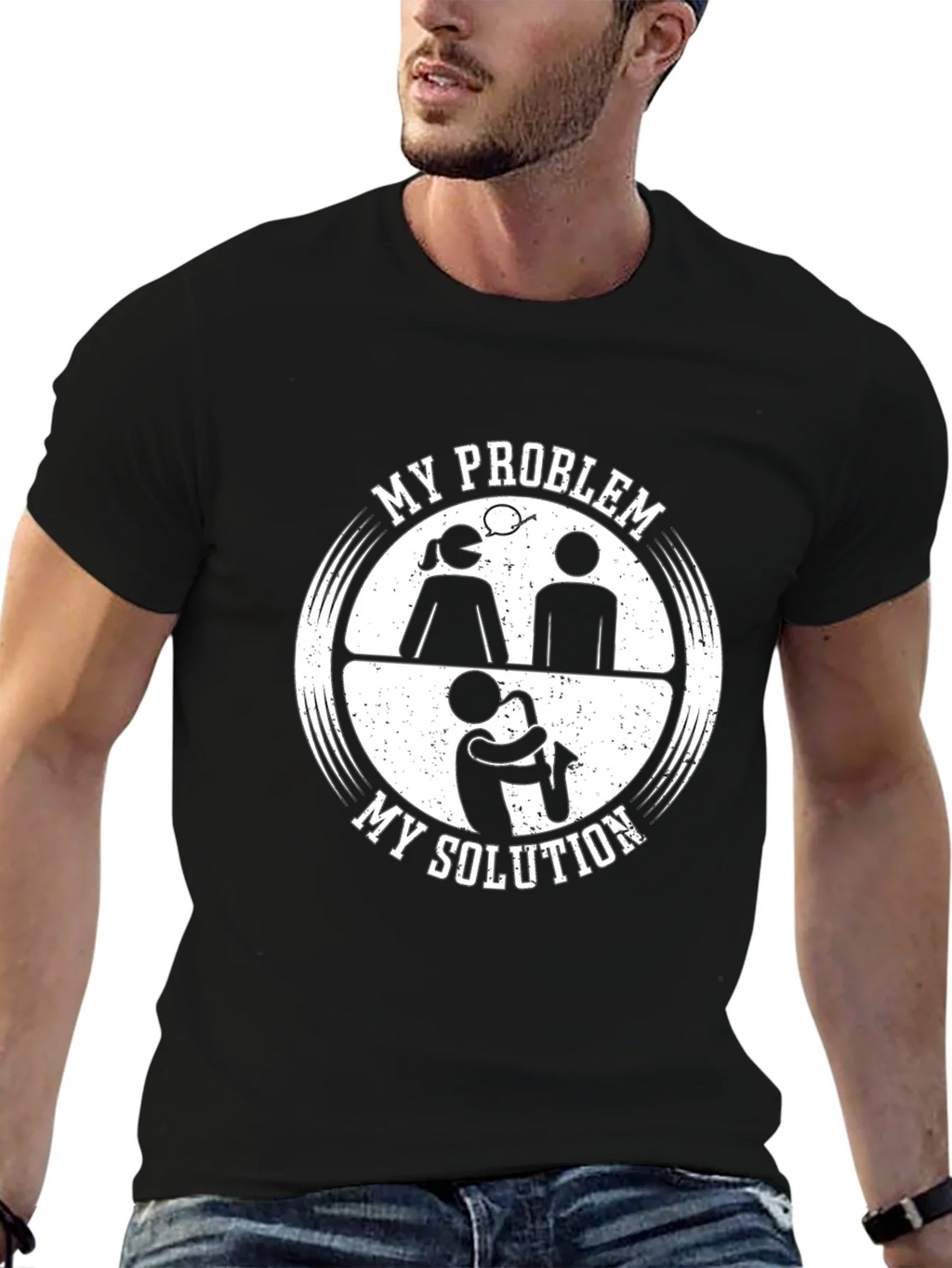 My Problem My Solution Saxophone Black T-Shirt product image 9