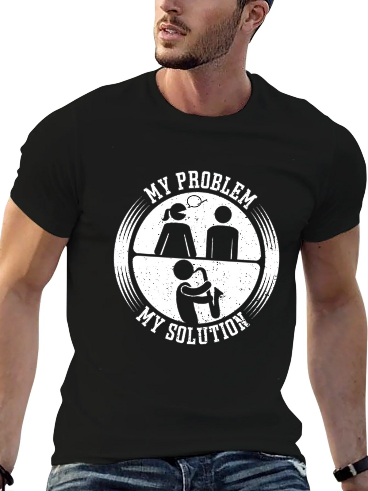 My Problem My Solution Saxophone Black T-Shirt product image 9