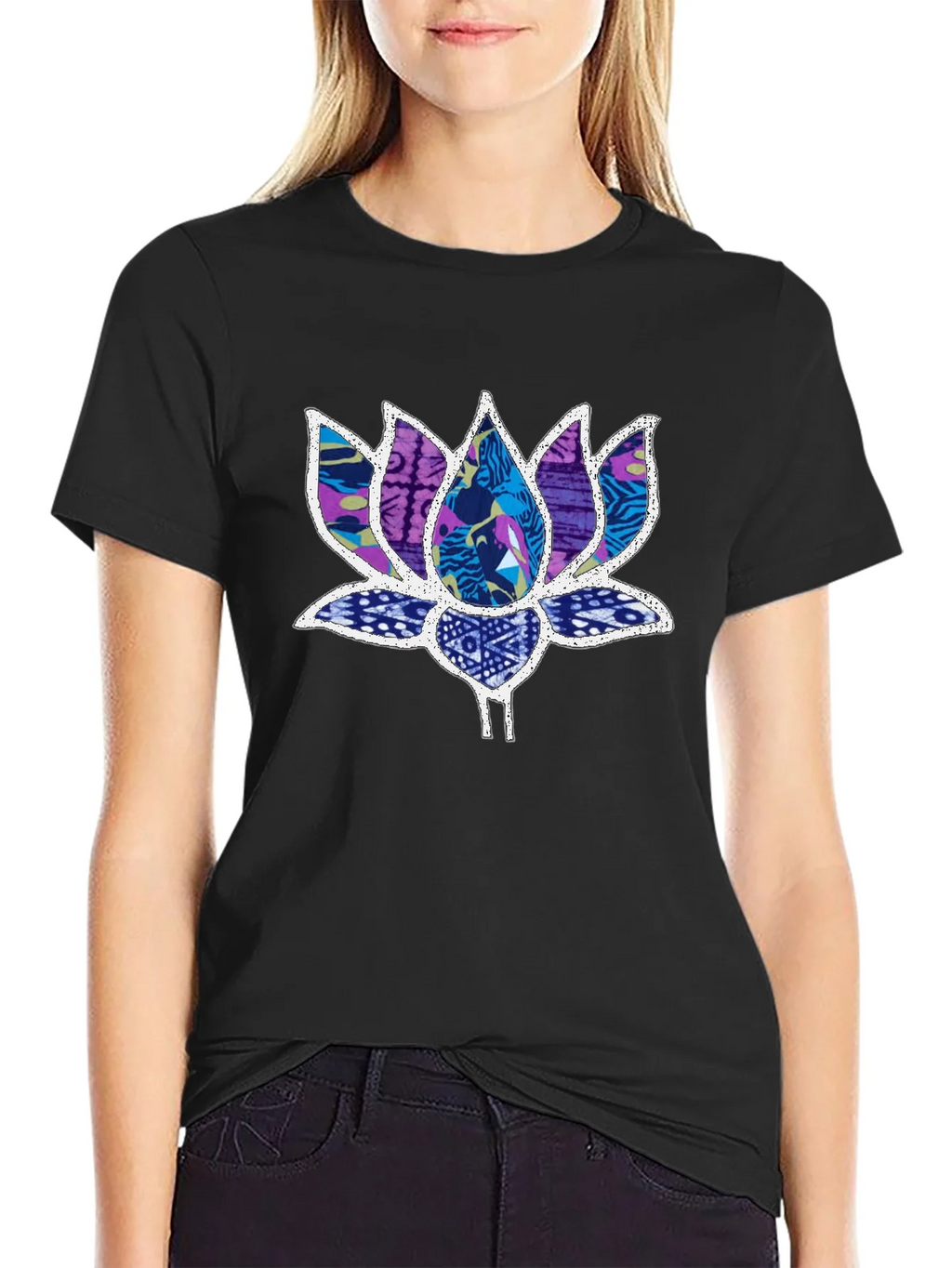 Lotus Flower Graphic Black T-Shirt product image 5