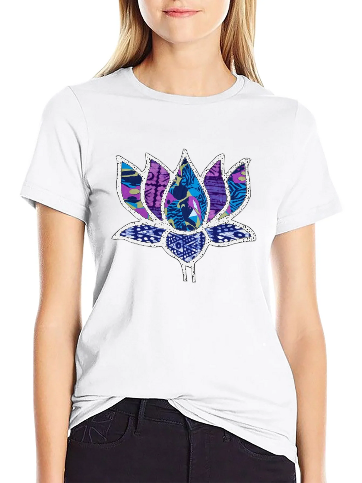 Lotus Flower Graphic Black T-Shirt product image 11