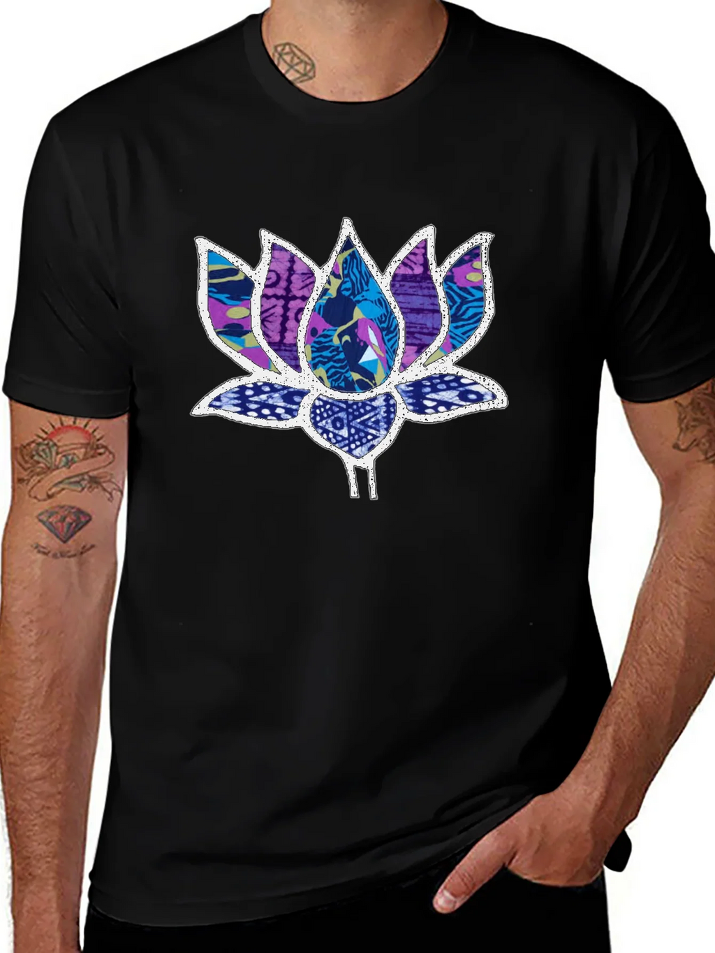 Lotus Flower Graphic Black T-Shirt product image 1
