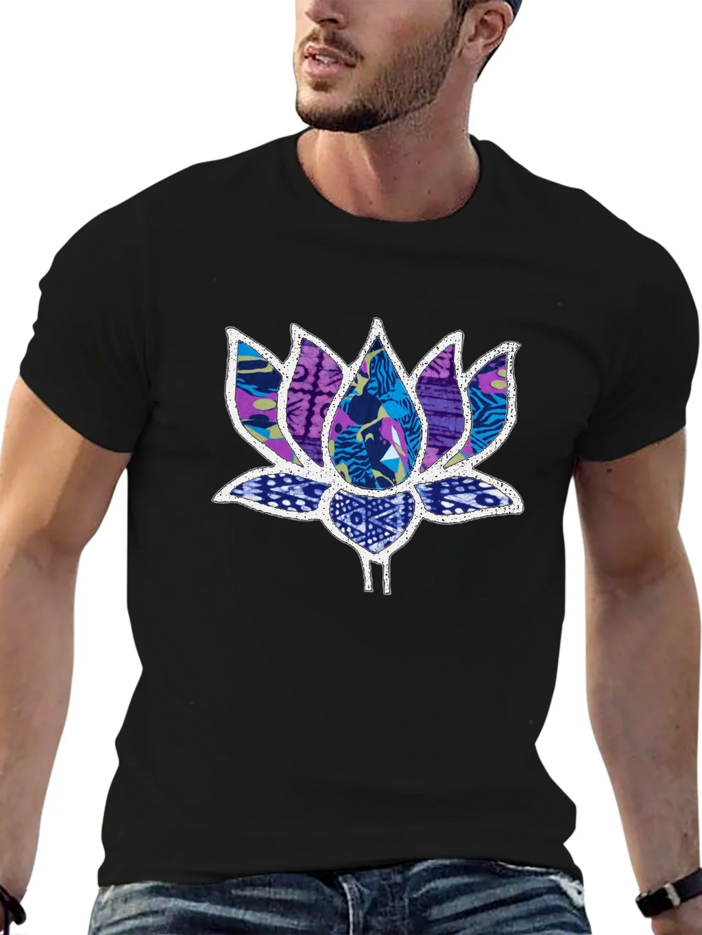 Lotus Flower Graphic Black T-Shirt product image 9