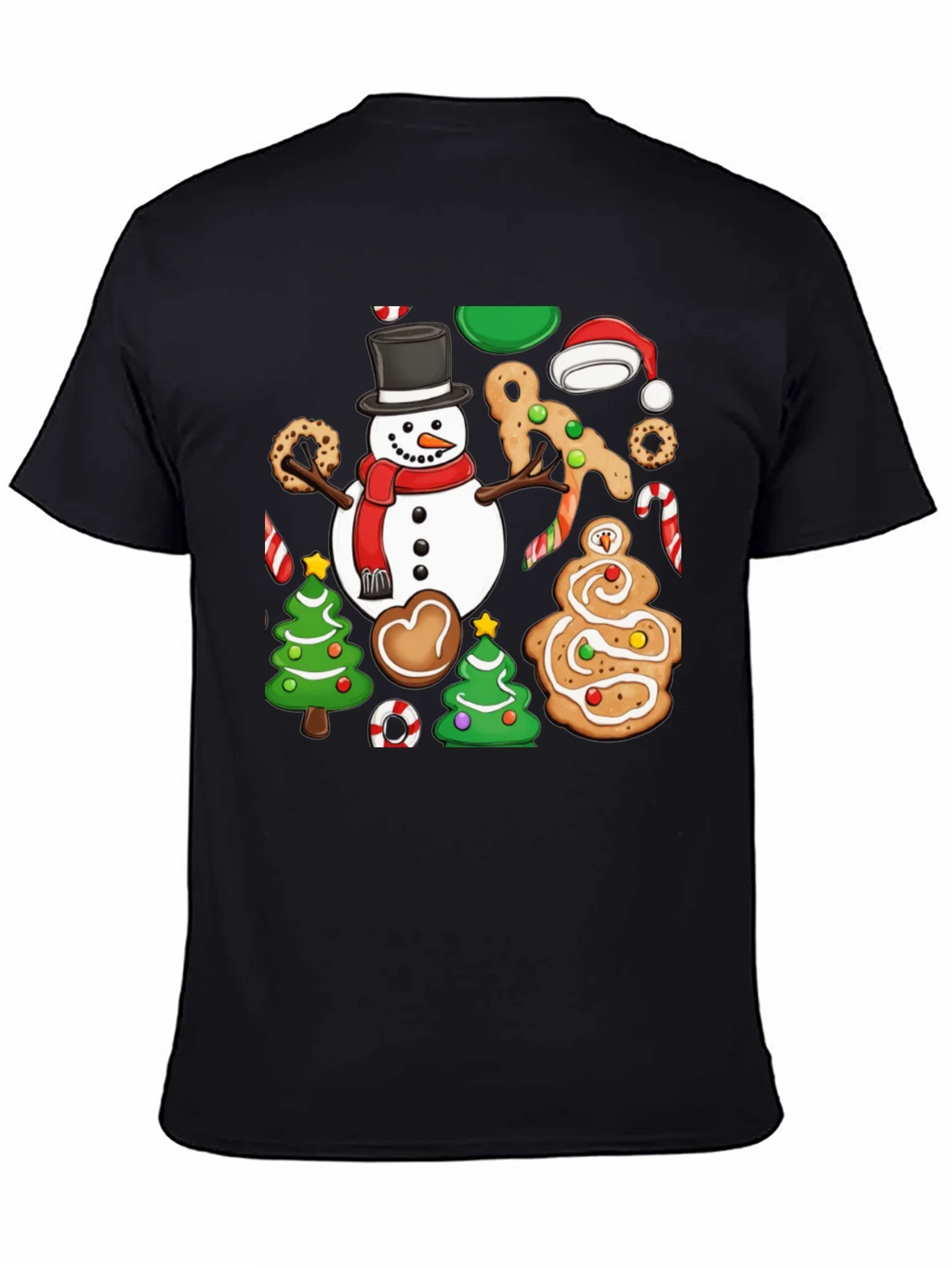 Festive Christmas Cookie & Snowman Graphic T-Shirt product image 7