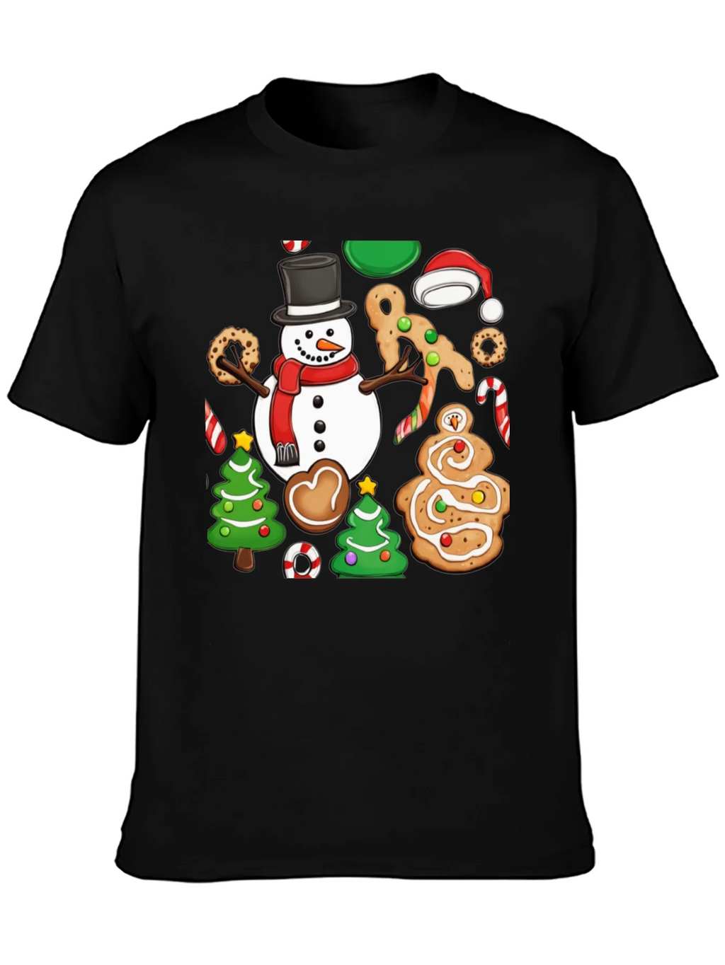 Festive Christmas Cookie & Snowman Graphic T-Shirt product image 6