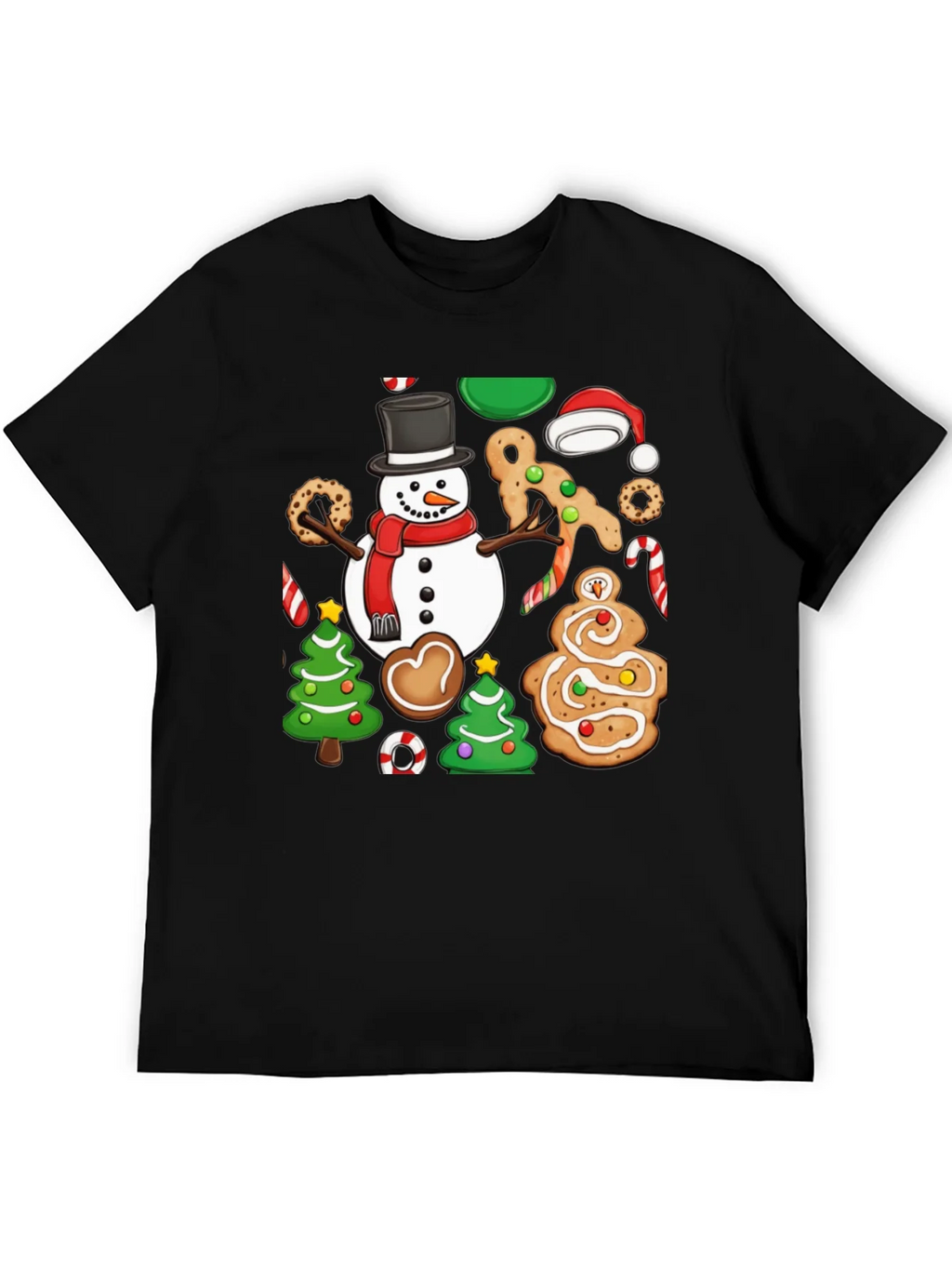 Festive Christmas Cookie & Snowman Graphic T-Shirt product image 8