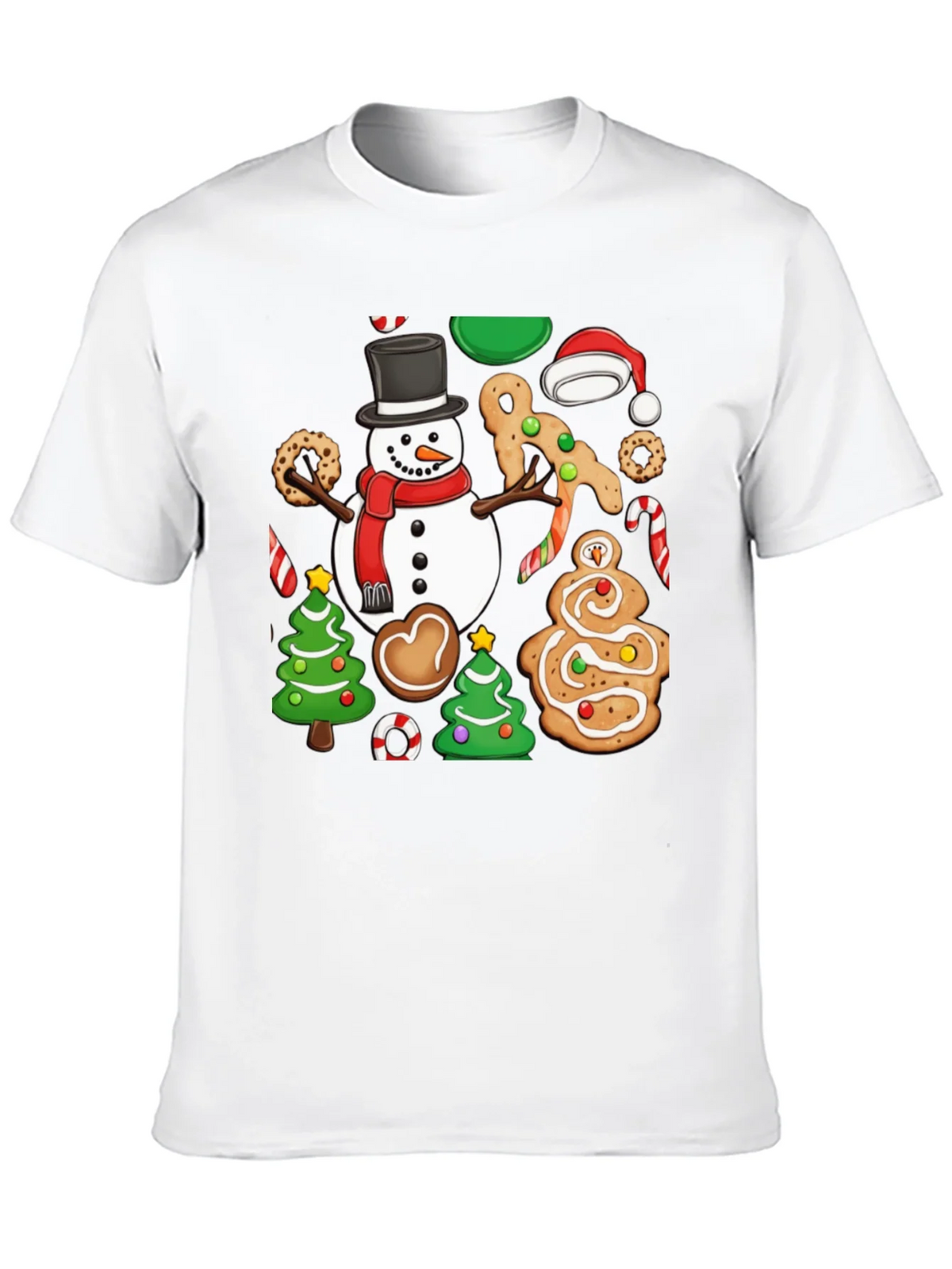 Festive Christmas Cookie & Snowman Graphic T-Shirt product image 12