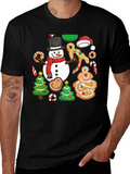 Festive Christmas Cookie & Snowman Graphic T-Shirt product image 1