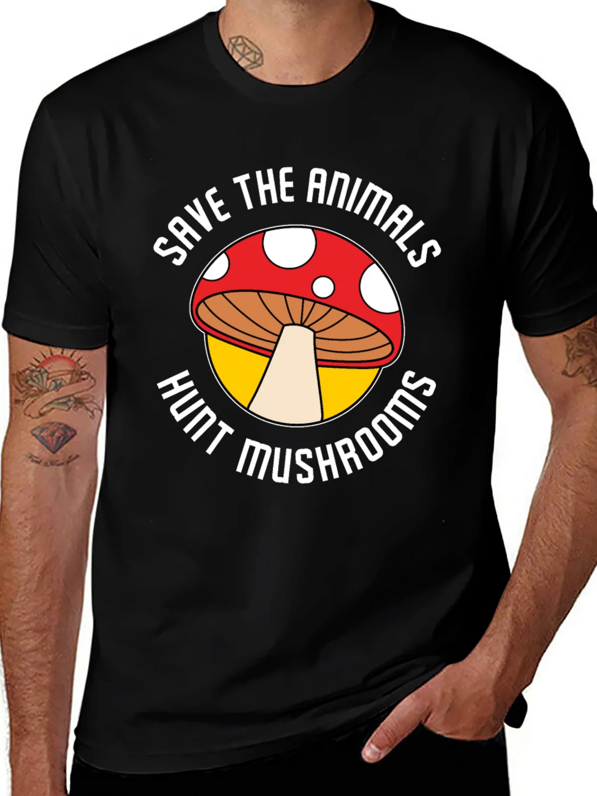 Save the Animals Hunt Mushrooms Graphic Tee product image 1