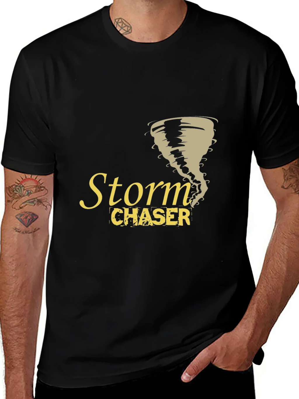Storm Chaser Black T-Shirt Tornado Graphic Design product image 1